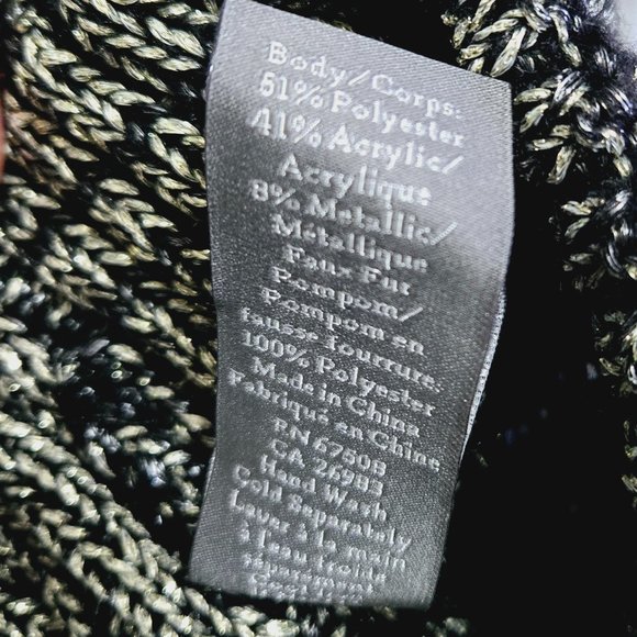 NWT VINCE CAMUTO 2 PIECE GLITTER CABLE KNIT HAT & LOOP SET - BLACK O/S $58 - Picture 9 of 10